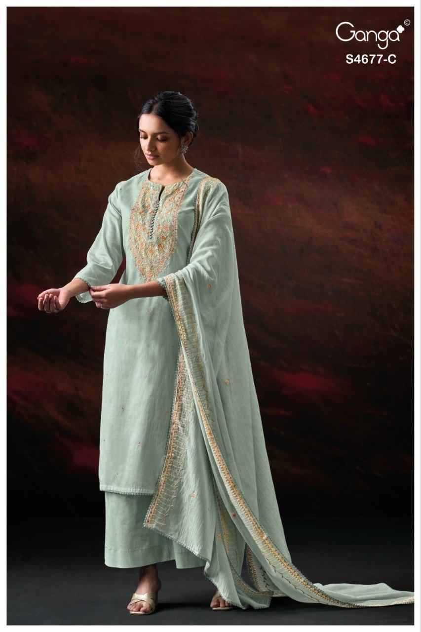 PRISHAEL 4677 Series By Ganga Fashion Beautiful Festive Suits Stylish Colorful Fancy Casual Wear & Ethnic Wear PURE BEMBERG MUL Dresses At Wholesale Price